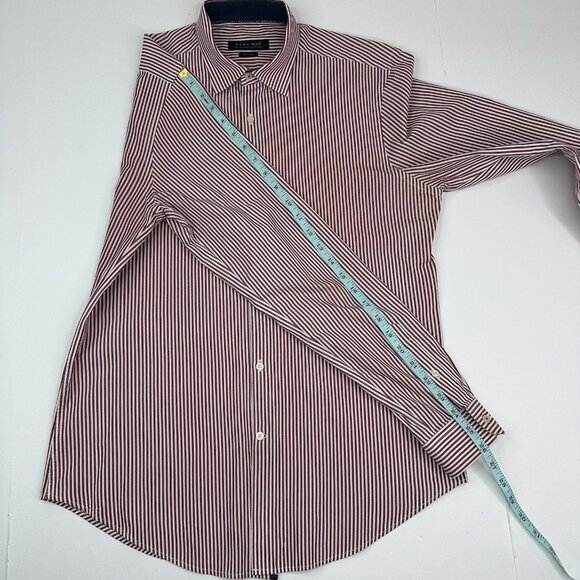Zara Men’s Red White Slim Fit Striped Button Down Career Dress‎ Shirt L/C41.25 - Picture 10 of 11